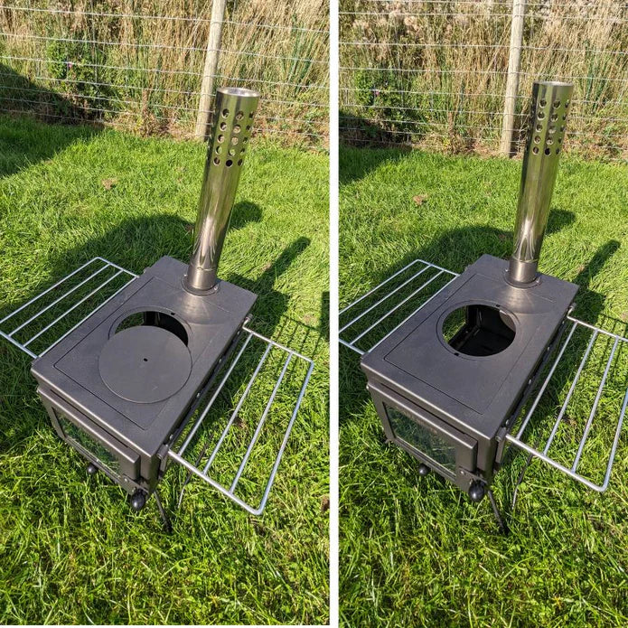 BBQ Fire Pit Stove Box - Mini Log Burner Black