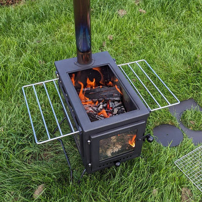 BBQ Fire Pit Stove Box - Mini Log Burner Black