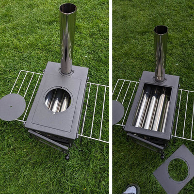 BBQ Fire Pit Stove Box - Mini Log Burner Black