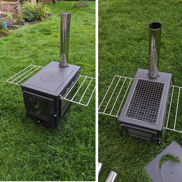 BBQ Fire Pit Stove Box - Mini Log Burner Black