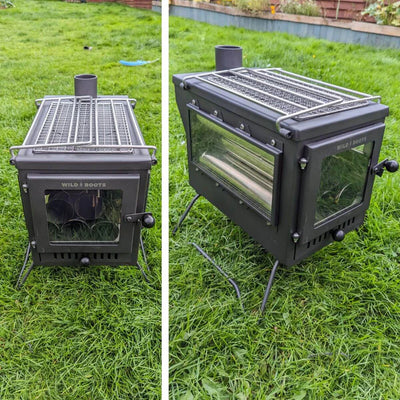 BBQ Fire Pit Stove Box - Mini Log Burner Black