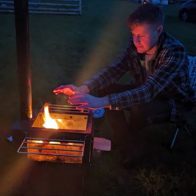 BBQ Fire Pit Stove Box - Mini Log Burner Black